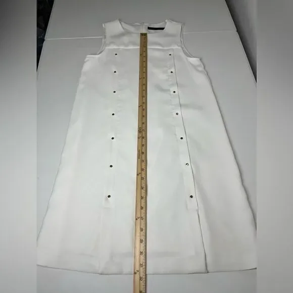 Zara White Minimalist Sleeveless Dress Size S Button-Details Shift - Picture 10 of 10